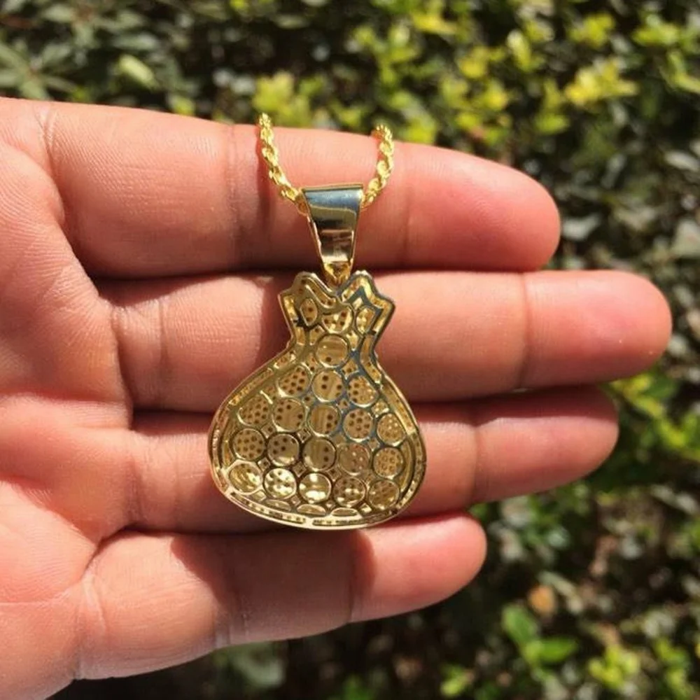 Iced Out Money Bag Gold - Solid 925 Sterling Silver